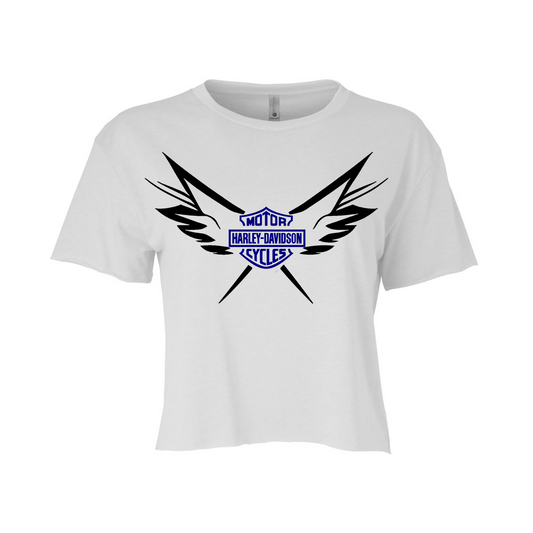 Harley Davidson Inspired Ladies Wings Cropped T-Shirt: Empower Your Style