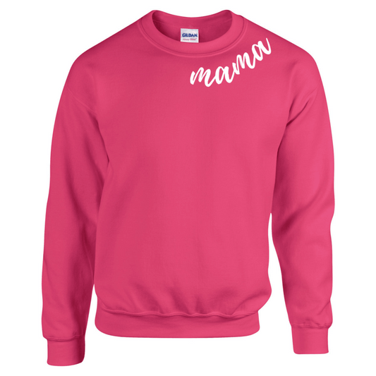 Mama Neckline Typography Graphic Crew Neck Sweatshirt
