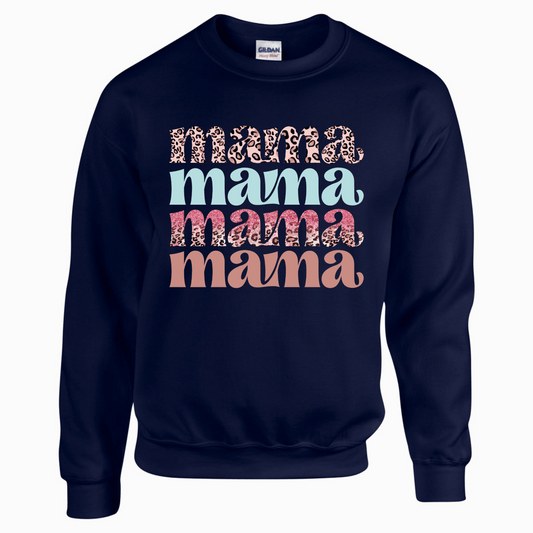 Mama Animal Print Typography Graphic Crew Neck Sweatshirt