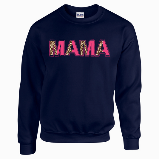 Mama Cheetah Typography Graphic Crew Neck Sweatshirt