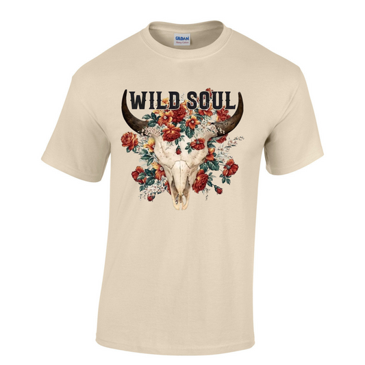 Wild Soul Longhorn Skull Crew Neck T-Shirt